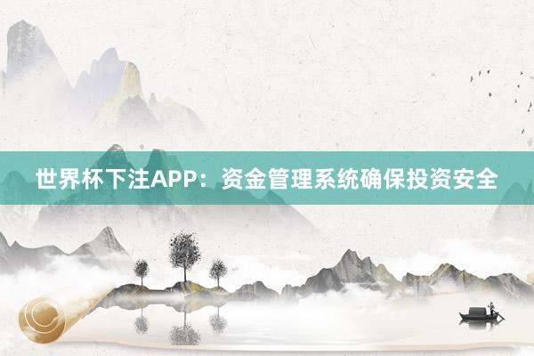 世界杯下注APP：资金管理系统确保投资安全