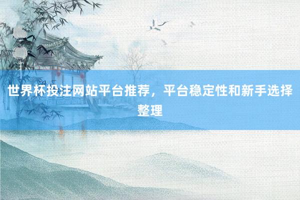 世界杯投注网站平台推荐，平台稳定性和新手选择整理