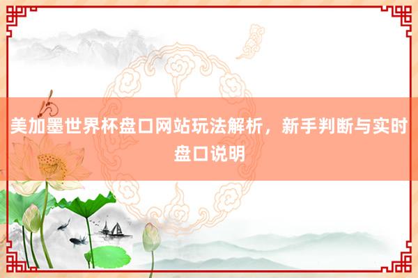 美加墨世界杯盘口网站玩法解析，新手判断与实时盘口说明